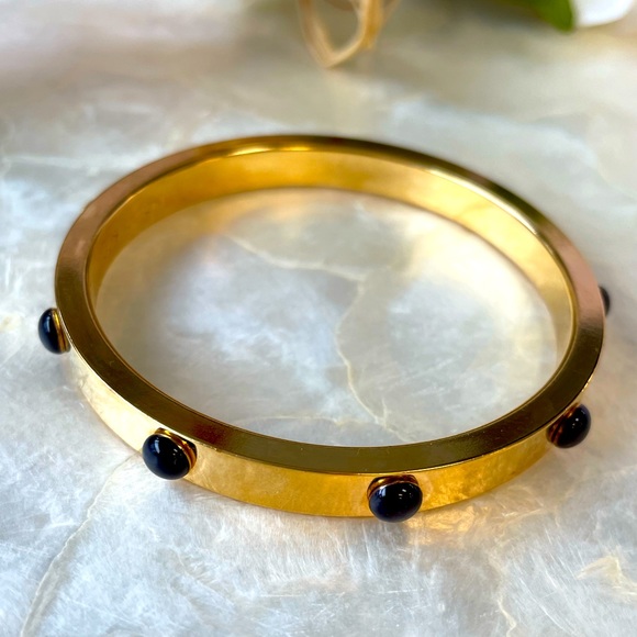 LOUIS VUITTON "GIMME GIVE ME A CLUE " gold tone lacquer dotted bangle SIZE SM - Picture 4 of 7